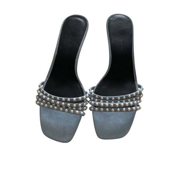 NWOT REBECCA MINKOFF Decklynn Embellished Kitten-heel Mules In Blue 8.5 - Picture 4 of 9